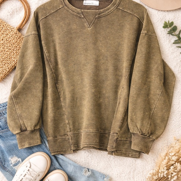 Zenana Vintage Wash Sweatshirt Pullover | Oversized Cozy Top | NWT | Sz S/M - Picture 8 of 8